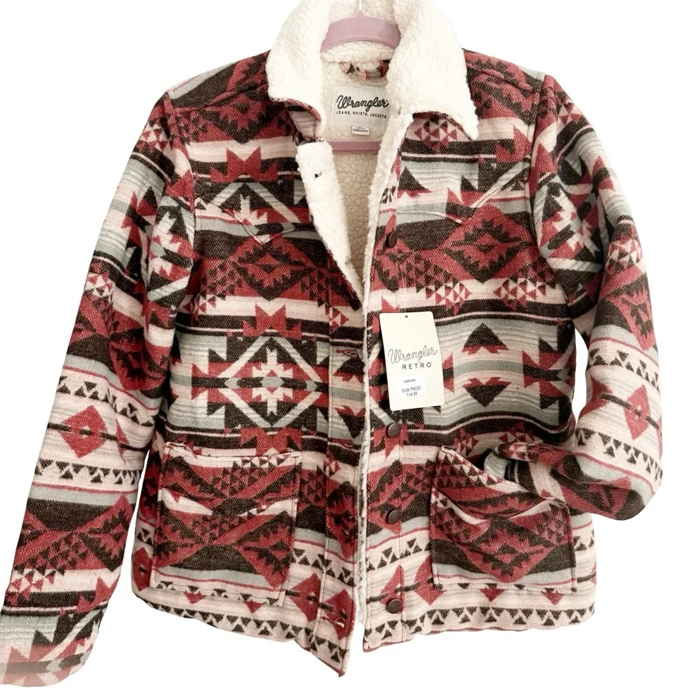 WOMEN'S WRANGLER® SHERPA LINED JACQUARD BARN JACKET - Picture 4 of 8